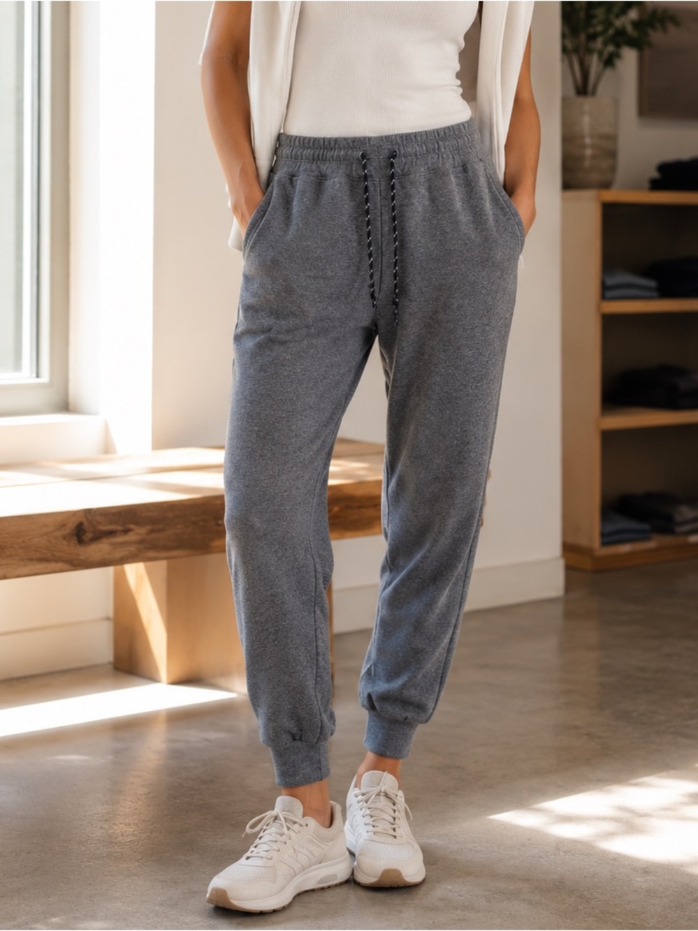 Sundry/Evereve- Heather Gray Drawstring Jogger Pants-Made in USA